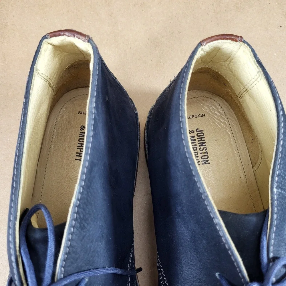 Johnston Murphy Men's 13 M Medium Blue Sheepskin Chukka Shoes Boots 25-3498